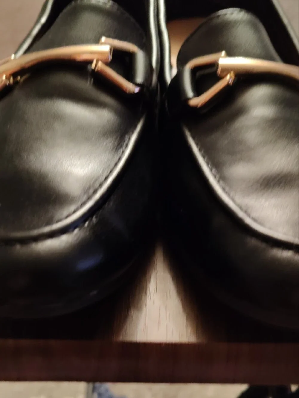 Michael Kors Black Leather Loafers with Gold-Tone Bit